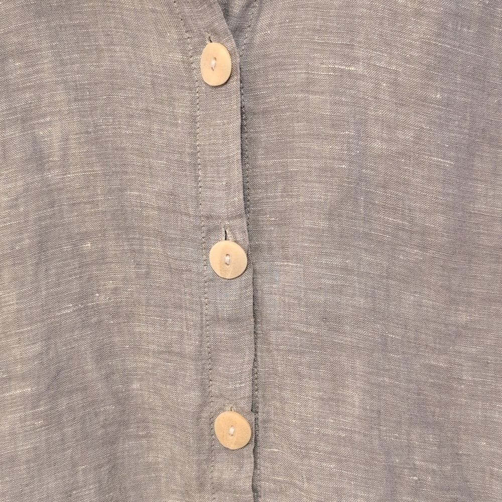 Gray 100 % LinenSleeveless Button-Down Shirt - Picture 3 of 11